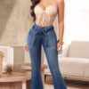 JEAN SIN BOLSILLOS PRETINA ALTA 3 BOTONES BOTA SEMI CAMPANA - AITIANA