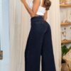 JEAN WIDE LEG TIRO ALTO EN TELA RÍGIDA CON BOTA ANCHA - REF: ZALINA